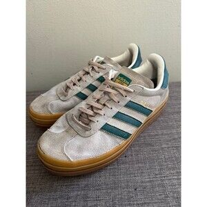 Women's Adidas Gazelle Bold Beige /Green Platform Sneakers Size 8